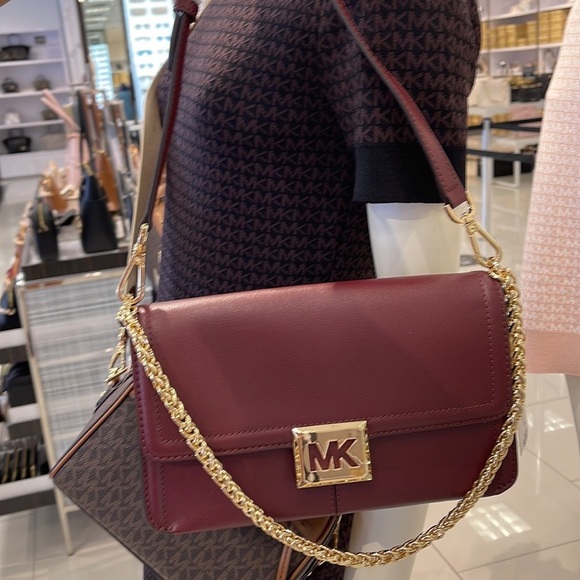 Michael Kors Sonia Medium Leather Shoulder Bag Merlot - Picture 7 of 16